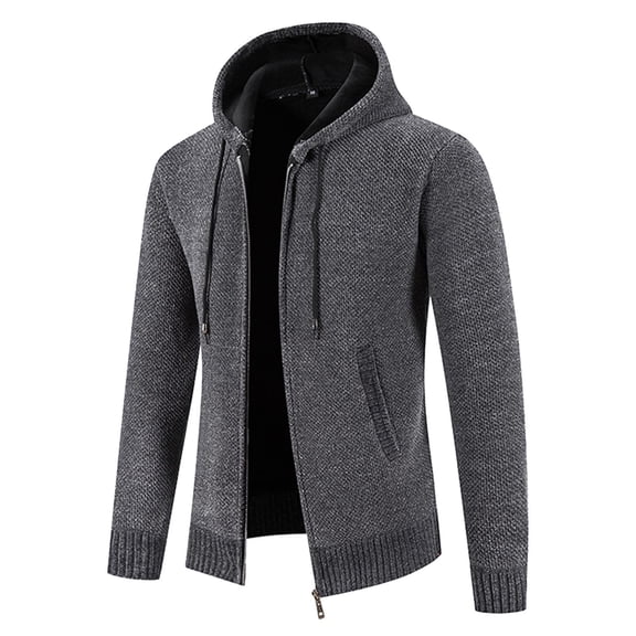 RMGVDSD Mens Hoodies Knit Sweater Full Zip Up Cardigan Sweaters Men's Autumn Winter Solid Color Hooded Zipper Warm Knitted Cardigan Sweater Coat Fashion Knit Sweater