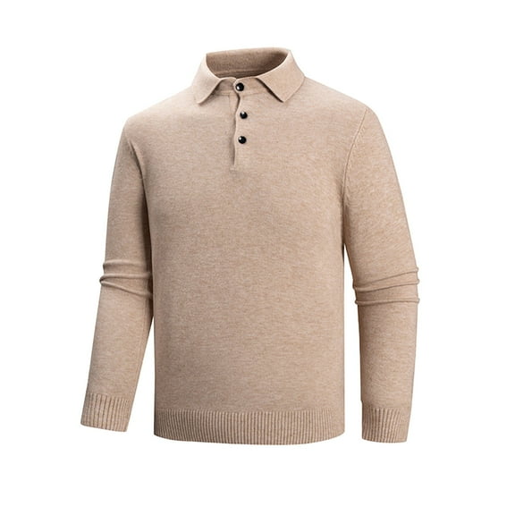 RMGVDSD Mens Knit Polo Sweater Long Sleeve Polo Sweaters Casual Knitted Button Collar Pullover Sweater Solid Color Men's Slim Fit Bottoming Shirts Trendy Polo Sweater