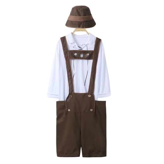 RMGVDSD Mens Oktoberfest outfits 3 Piece Men Oktoberfest Outfit German Bavarian Lederhosen Shirt Hat Clothes Set For Adults Halloween Outfits Jogging Tracksuit Outfits