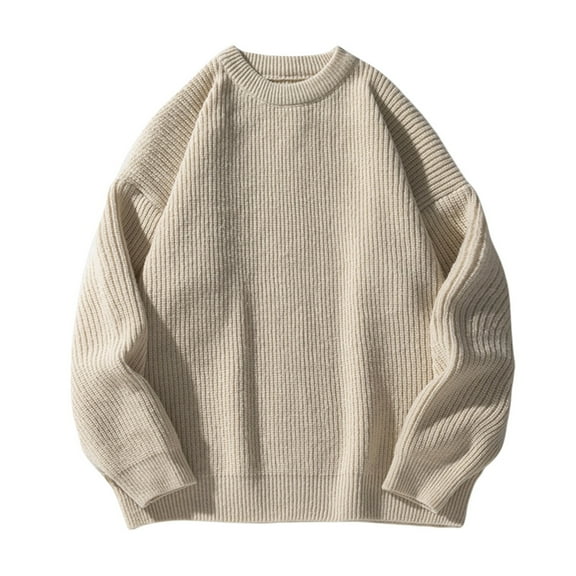 RMGVDSD Mens Oversized Sweater Men's Knit Sweaters Winter Warm Textured Sweater Long Sleeve Crewneck Knit Jumper Pullover Casual Top Comfort Sweaters
