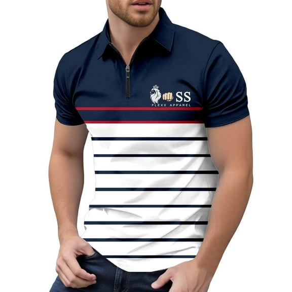 RMGVDSD Mens Polo Shirt Soft Tops Men's Zipper Polo Shirts Fashion Classic Short Sleeve Golf Shirt Casual Bussiness Tops Stylish Athletic Shirts