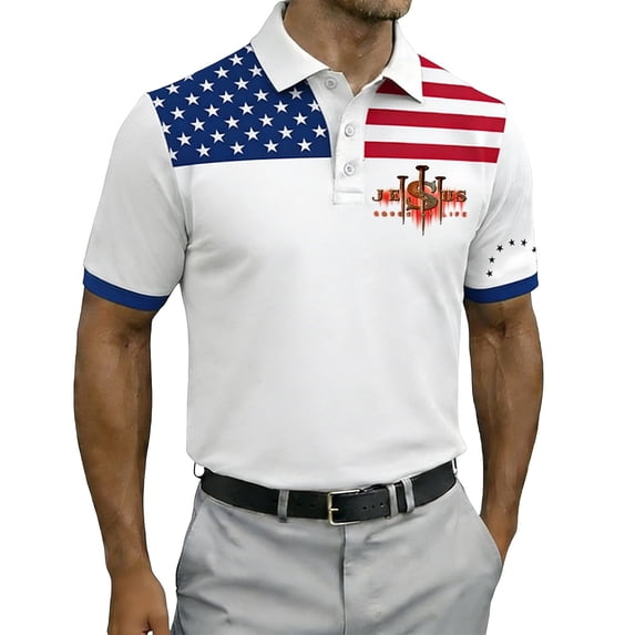 RMGVDSD Mens Polo Shirts 4th of July Shirt Patriotic Independence Day Print Short Sleeve Button Front Polo Shirts For Men Holiday Summer Tops Stylish Tee Shirts