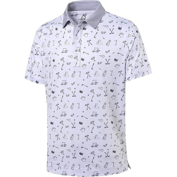 RMGVDSD Mens Polo Shirts Casual Short Sleeve Shirts Performance Moisture Wicking Classic Fit Button Collared Golf Shirts For Men Casual Golf Shirts