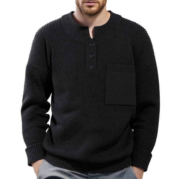 RMGVDSD Mens Quarter Button Sweater Long Sleeve Stand Collar Sweaters Men's Long Sleeve Knit Pullover Comfortable Sweater Casual Fall Winter Dailywear Basic Knit Sweater