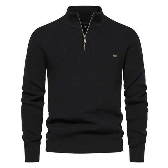 RMGVDSD Mens Quarter Zip Pullover Sweaters Fashion Casual Long Sleeve Stand Collar Sweater Half Zipper Slim Fit Knitted Polo Sweaters Trendy Polo Sweater
