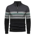thumbnail image 1 of RMGVDSD Mens Quarter Zip Sweater Long Sleeve Casual Pullover Sweaters Fashion Color Matching Sweater Striped Half Zipper Knit Shirts Comfy Pullover Sweaters, 1 of 3