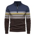 thumbnail image 1 of RMGVDSD Mens Quarter Zip Sweater Long Sleeve Casual Pullover Sweaters Fashion Color Matching Sweater Striped Half Zipper Knit Shirts Warm Polo Sweaters, 1 of 3