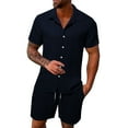 thumbnail image 1 of RMGVDSD Mens Short Sets 2 Piece Outfits Fashion Casual Summer Mens Shirts Loose Fit Short Sleeved Shorts Set Comfortable Breathable Beach Outfit Comfort Sweatsuit Set, 1 of 9