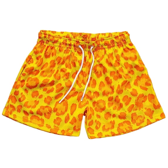 RMGVDSD Mens Shorts Men's Leopard Print Mesh Shorts Breathable Loose Fit Beach Shorts Swimsuit Summer Fitness Sports Outdoor Activities Fashionable Shorts