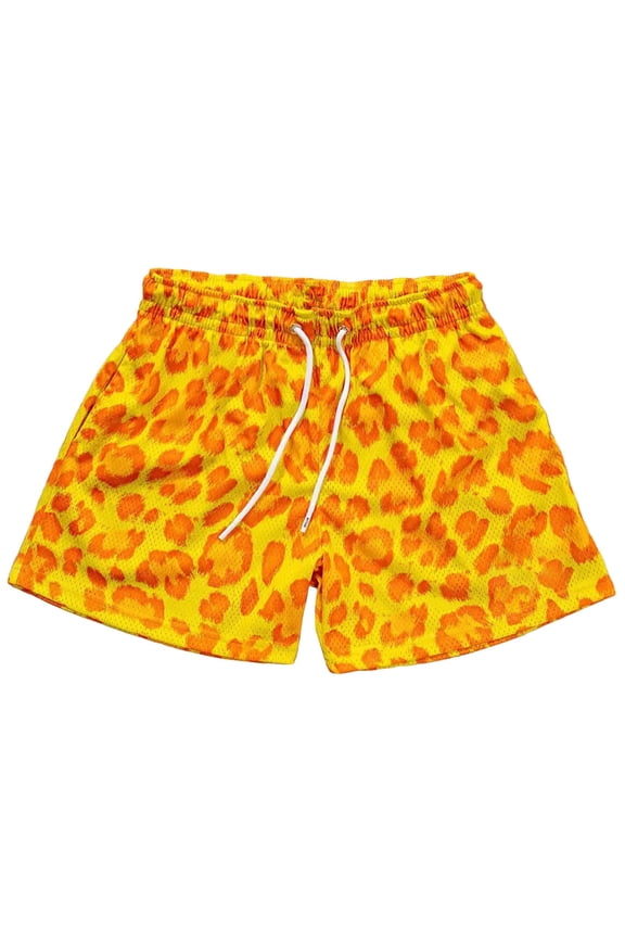 Mens Shorts Men's Leopard Print Mesh Shorts Breathable Loose Fit Beach Shorts Swimsuit Summer Fitness Sports Outdoor Activities Gym Active Shorts