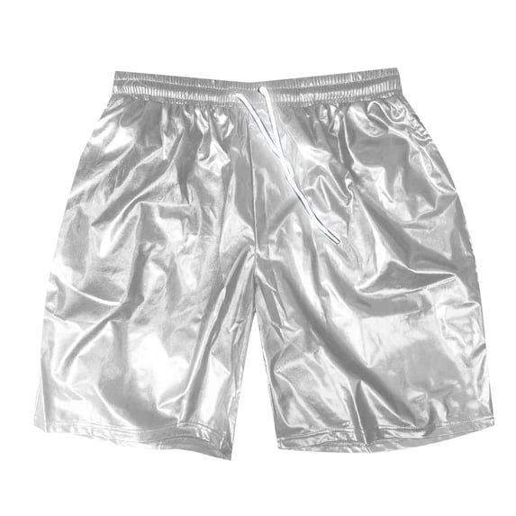 RMGVDSD Mens Shorts Shiny Sparkly Metallic Shorts Elastic Waist Drawstring Party Pants With Pockets Workout Slacks Everyday Wear Athletic Gym Shorts