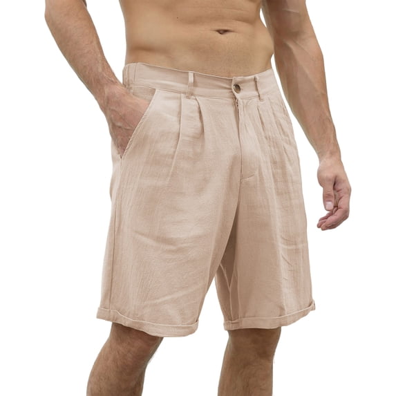 RMGVDSD Mens Straight-Fit Shorts Male Summer Casual Shorts Solid Color Short Pants Button Short Trousers Pocket Fashion Shorts Vintage Stylish Slacks