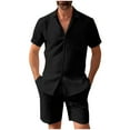 thumbnail image 1 of RMGVDSD Mens Summer Beach Outfits Men's Short Sleeve Shirts And Shorts Set Two Piece Solid Color Casual Summer Matching Set Fashion Sports Suits, 1 of 5