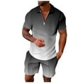 thumbnail image 1 of RMGVDSD Mens Summer Track Suits 2 Piece Set Mens Short Sets Gradient Short Sleeve Fashion Zipper Polo Shirt And Shorts Casual Sportswear Suit Comfortable Athletic Suits, 1 of 5