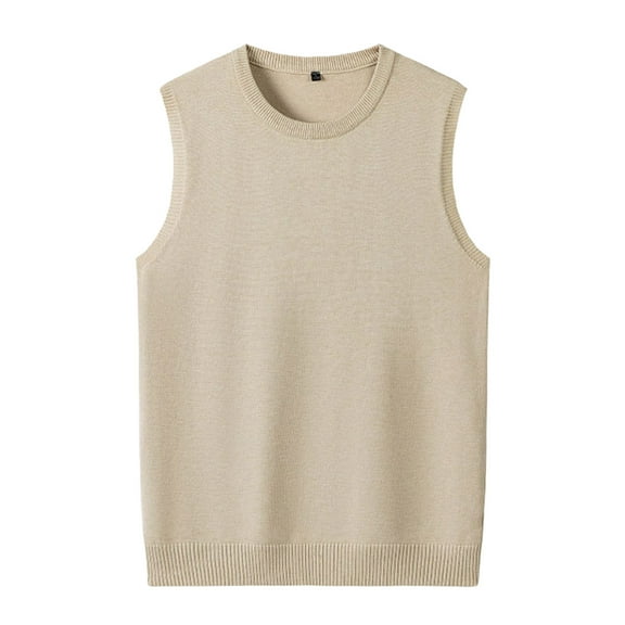 RMGVDSD Mens Sweater Vests Casual Fall Sleeveless Round Neck Knit Pullover Slim Fit Sweater Vest Solid Color Lightweight Soft Sweaters Men's Knit Sweater