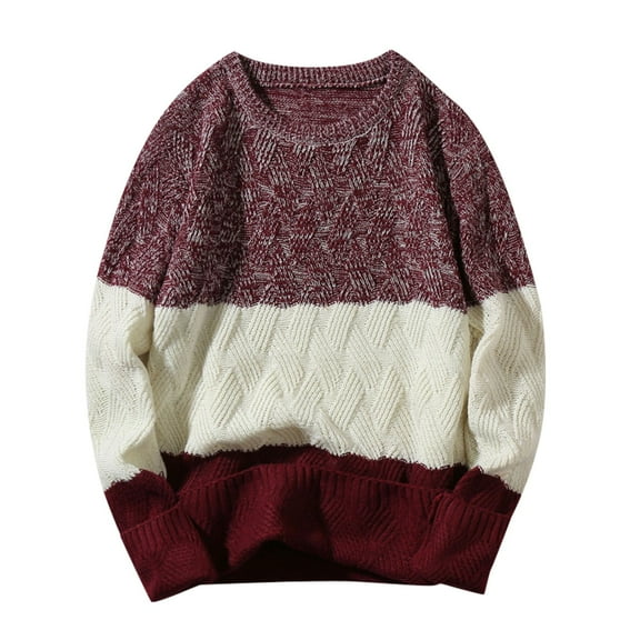 RMGVDSD Mens Sweaters Male Autumn Winter Knitted Sweater Long Sleeve Round Neck Pullover Color Matching Bottoming Shirt Top Christmas Sweater Comfy Pullover Sweaters