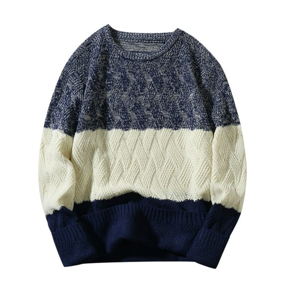 RMGVDSD Mens Sweaters Male Autumn Winter Knitted Sweater Long Sleeve Round Neck Pullover Color Matching Bottoming Shirt Top Christmas Sweater Soft Pullover Sweater