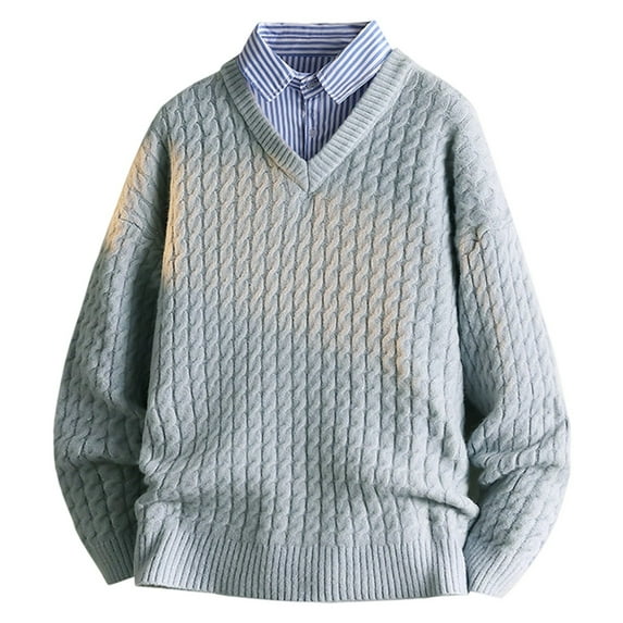 RMGVDSD Mens Sweaters Vintage Graphic Sweater Shirt V-Neck Knitwear Pullover Autumn Winter Loose Comfortable Casual Warm Knit Outwear Top Fashion Knit Sweater