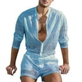 thumbnail image 1 of RMGVDSD Mens Tracksuit 2 Piece Set Long Sleeve Shirt Casual Shorts Fashion Men's Suit Men's Clothing Matching Suit Summer Suit Sportswear Fall Casual Athletic Set, 1 of 4