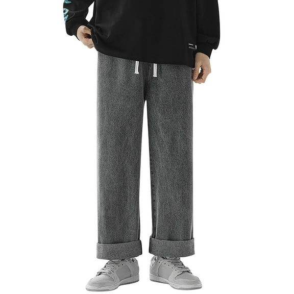 RMGVDSD Mens Vintage Wide Leg Jeans Mens Autumn Winter Casual Pant Sports Pants With Pocket Fashion Long Pants Jeans Comfort Stylish Slacks