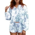 thumbnail image 1 of RMGVDSD New Fashionable Women's Home Wear 2 Piece Tie Dye Printed Loose T Shirt Pullover Long Sleeved Shorts Set Casual Beach Vacation Outfit, 1 of 4