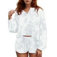thumbnail image 1 of RMGVDSD New Fashionable Women's Home Wear 2 Piece Tie Dye Printed Loose T Shirt Pullover Long Sleeved Shorts Set Women Beach 2 Piece Outfits, 1 of 4