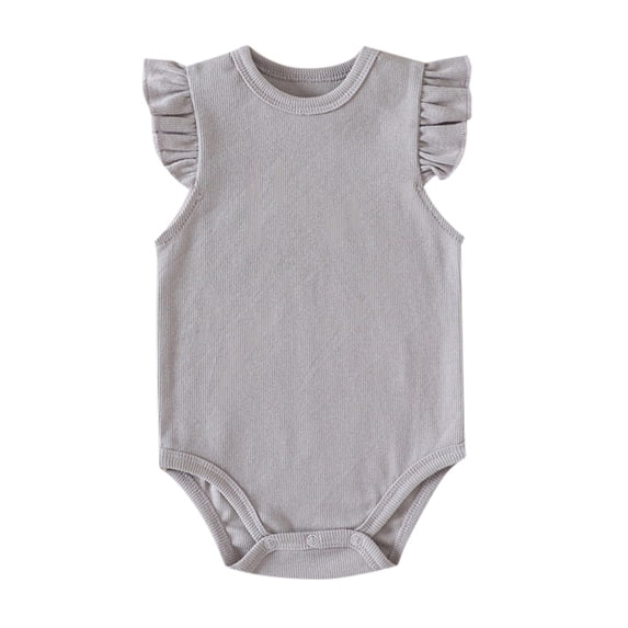 RMGVDSD Baby Boy Girl Bodysuits Short Sleeve Summer Clothes Ruffle Romper Onesie Solid Color Ribbed Bodysuit Clothes 0-3 Months