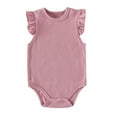 thumbnail image 1 of RMGVDSD Baby Boy Girl Bodysuits Short Sleeve Summer Clothes Ruffle Romper Onesie Solid Color Ribbed Bodysuit Clothes 3-6 Months, 1 of 4