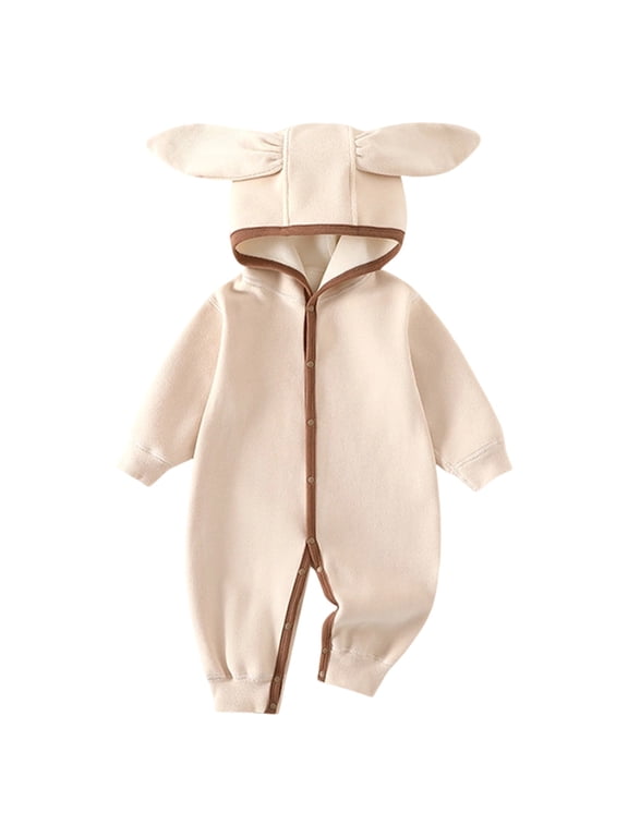 Baby Boy Girl Easter Outfit Bunny Ear Hooded Romper Long Sleeve Jumpsuits Rompers Cute Spring Clothes Casual Outfits 12-24 Months