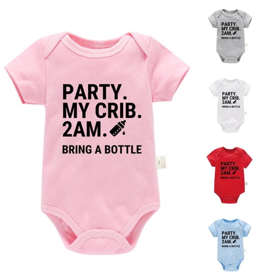 RMGVDSD Baby Boys Girls Bodysuit Short Sleeve Letter Print Romper One-Piece Outfit Baby Onesies Soft Cute Clothes 0-3 Months