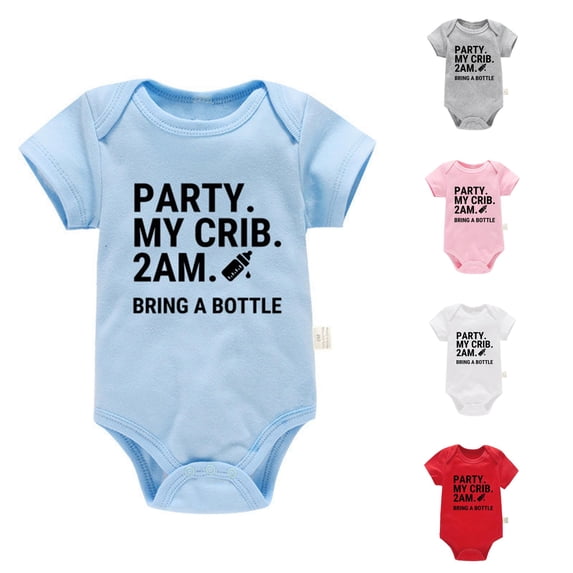 RMGVDSD Baby Boys Girls Bodysuit Short Sleeve Letter Print Romper One-Piece Outfit Baby Onesies Soft Cute Clothes 0-3 Months