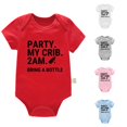 thumbnail image 1 of RMGVDSD Newborn Baby Boys Girls Bodysuit Short Sleeve Letter Print Romper One-Piece Outfit Infant Baby Onesies Soft Cute Clothes 6-9 Months, 1 of 4