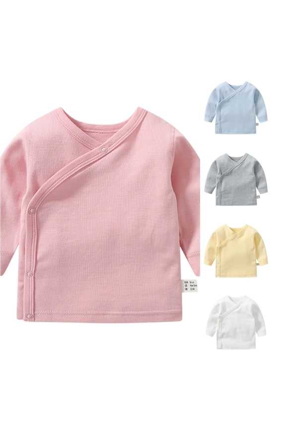 Baby Clothes Boys Girls Long Sleeve T-Shirt Top Kimono Tees Soft Comfortable Side-Snap Tshirts