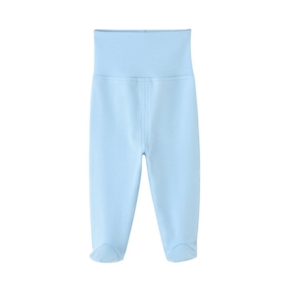 RMGVDSD Baby Footed Pants Baby Boys Girls Soft High Waist Footed Pants Solid Color Comfort Casual Leggings With Feet 6-9 Months/Light Blue