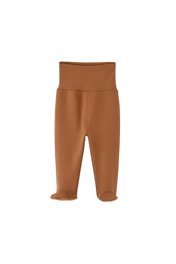 Baby Footed Pants Baby Boys Girls Soft High Waist Footed Pants Solid Color Comfort Casual Leggings With Feet 6-9 Months/Brown
