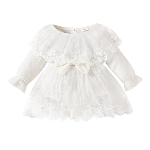 RMGVDSD Newborn Baby Girl Clothes Infant Girls Lace Romper Tulle Dress Long Sleeve Bowknot Bodysuits Baby Dress Fall Winter Outfit 0-3 Months