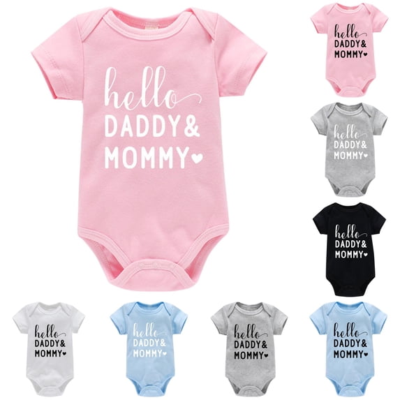 RMGVDSD Newborn Baby Onesies Bodysuits Infant Boys Girls Short Sleeve Letter Print Romper Bodysuit Soft Cute Summer Clothes 0-3 Months