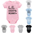thumbnail image 1 of RMGVDSD Newborn Baby Onesies Bodysuits Infant Boys Girls Short Sleeve Letter Print Romper Bodysuit Soft Cute Summer Clothes 3-6 Months, 1 of 3