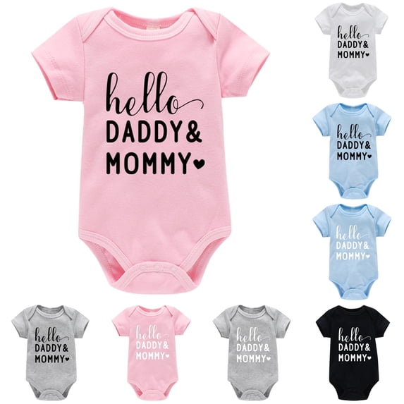 RMGVDSD Newborn Baby Onesies Bodysuits Infant Boys Girls Short Sleeve Letter Print Romper Bodysuit Soft Cute Summer Clothes 3-6 Months