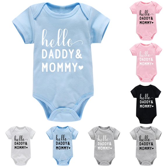 RMGVDSD Newborn Baby Onesies Bodysuits Infant Boys Girls Short Sleeve Letter Print Romper Bodysuit Soft Cute Summer Clothes 3-6 Months