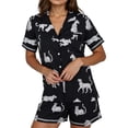 thumbnail image 1 of RMGVDSD Pajama Sets for Women Soft Silk Satin Pajamas Set Printed Collar Sleepwear Button Down Short Sleeve Shorts Pjs Set Loungewear Soft Sleepwear for Women, 1 of 8