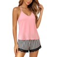 thumbnail image 1 of RMGVDSD Pajama Sets for Women 2 Piece Sleepwear Sleeveless Camisole Top and Striped Shorts Comfy Loungewear Lace Pajamas Summer Nightwear, 1 of 9
