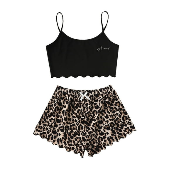 RMGVDSD Pajamas for Women 2 Piece Women's Summer Cute Printed Sleeveless Tank Tops Cami Top And Shorts Pajamas Set Sleepwear Comfortable Sleepwear Set