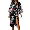 thumbnail image 1 of RMGVDSD Pajamas for Women Set Silk Satin Robes For Women Peacock Print Long Nightgown Party Satin Robes Lightweight Bathrobe Loungewear Jammies Soft Nightwear, 1 of 7