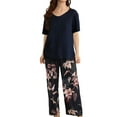 thumbnail image 1 of RMGVDSD Pajamas for Women Sleepwear Set Women Comfy Pajamas Set 2 Piece Outfits Short Sleeve T Shirts And Printed Wide Leg Pants Loungewear Sets Soft Comfy Fall Sleepwear, 1 of 6