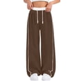 thumbnail image 1 of RMGVDSD Pants Girls Athleisure Solid Color Mid Elastic Waist Wide-Leg Full Khakis Kids Loose Drawstring Holiday Vacation Versatile Cute Daily Fashion Breathable Casual Trousers,8-9 Years, 1 of 5
