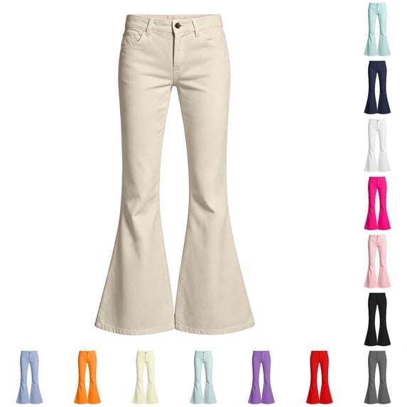 RMGVDSD School Uniform Pants for Girls High Waist Flare Leg Trousers Casual Back to School Pants for Kids Stylish Girls Pants Everyday Wear 11-12 Years