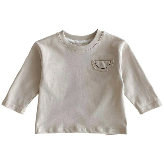 RMGVDSD Soft Boys Tops Long Sleeve Shirt Toddler Baby Boy Comfortable Solid Color Basic Crewneck Tee Shirt Casual T Shirts Everyday Wear Leisure Versatile 3-6 Months