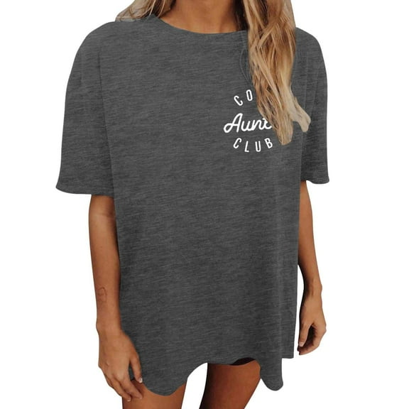 RMGVDSD Soft Womens Tops Women's Oversized Tops Letter Print Vintage Loose Fit Short Sleeve T Shirt Loose Fit Basic Tees