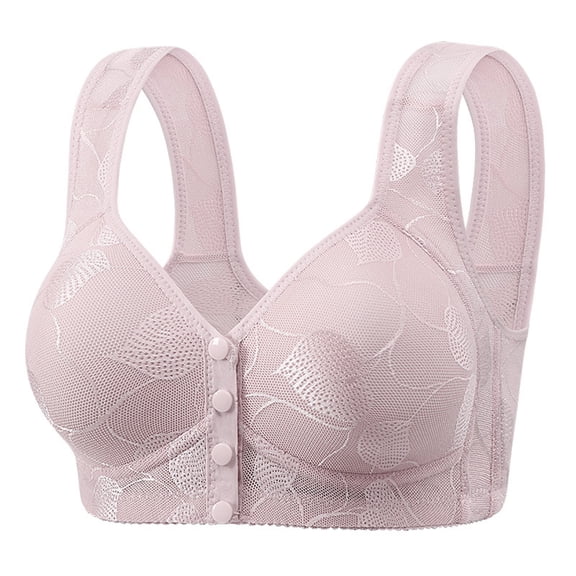 RMGVDSD Sports Bras for Women Front Closure Bras No Underwire Wide Strap Plus Size Bra Comfort Senior Wireless Snap Closing Bra Everyday T-Shirt Bra